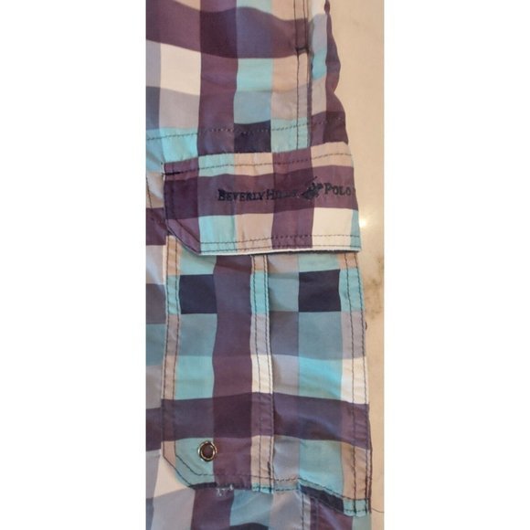 Polo Men's Swim Shorts Trunks Size‎ M Purple Blue Gray Beverly Hills Polo Club - Picture 3 of 9